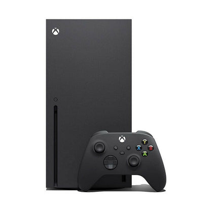 Xbox Series X console front view with controller