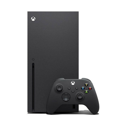Xbox Series X console front view with controller